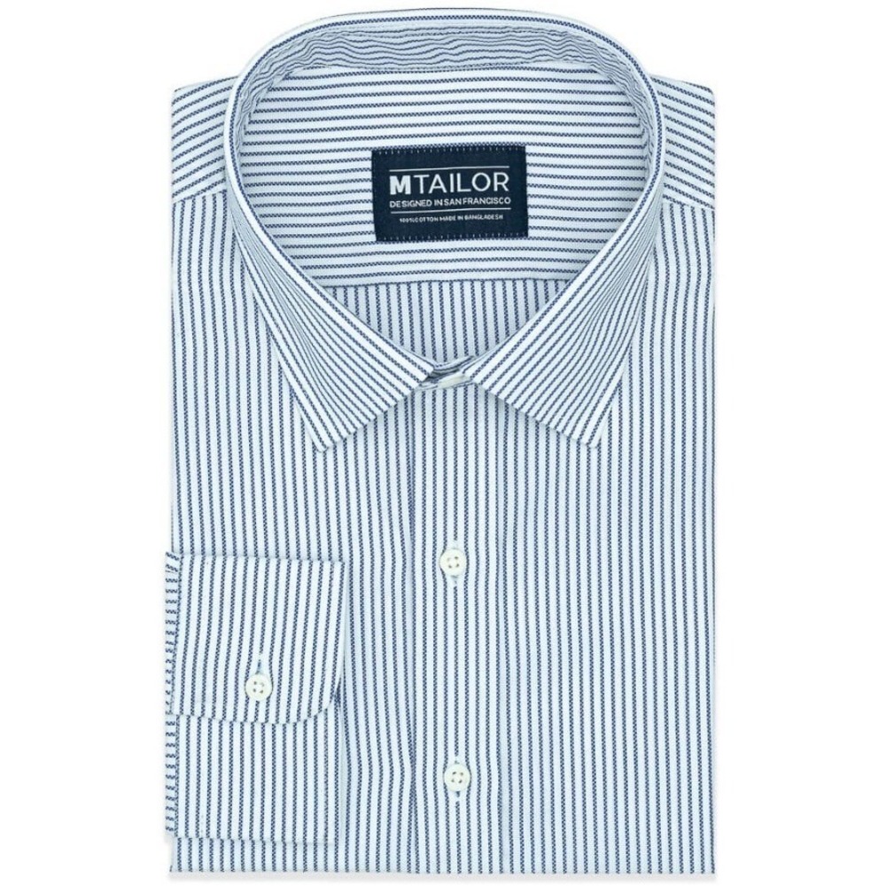 MTailor Men's Blue Atlantic Stripe Wrinkle Free Casual Button‎ Down Shirt NWT M